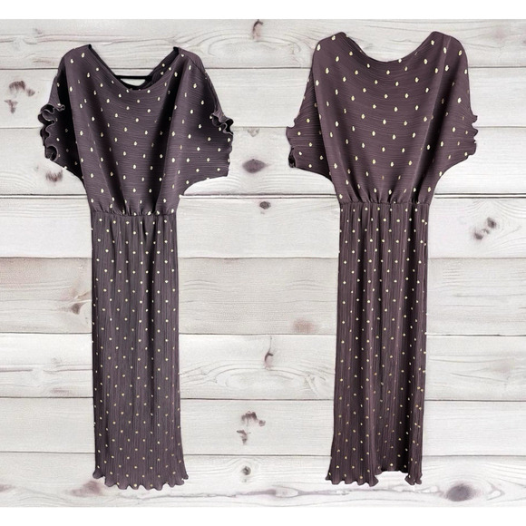 Never Fully Dressed NWT Chocolate Tilly Dress Midi Brown Gold Women's US Size 4 - Picture 1 of 8